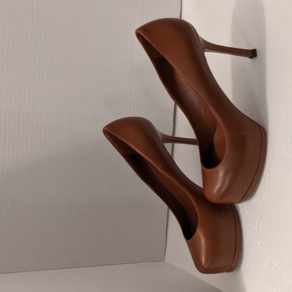 SAINT LAURENT Brown Leather Tribtoo Platform Heel Pump-37.5 - Picture 14 of 16